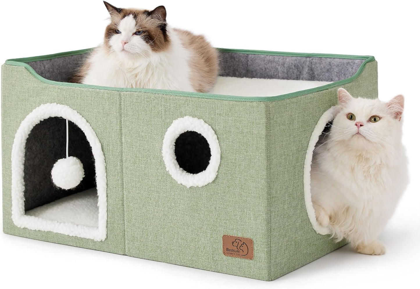 Cozy Extra Wide Cat House for Indoor Cats with Fun Features