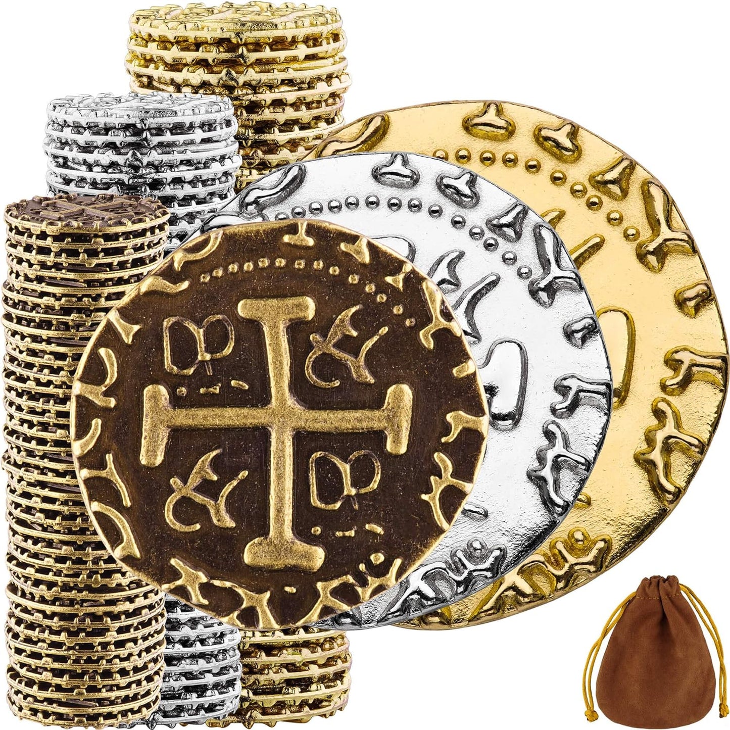 Large Pirate Coins Set for Treasure Hunts and Party Decor