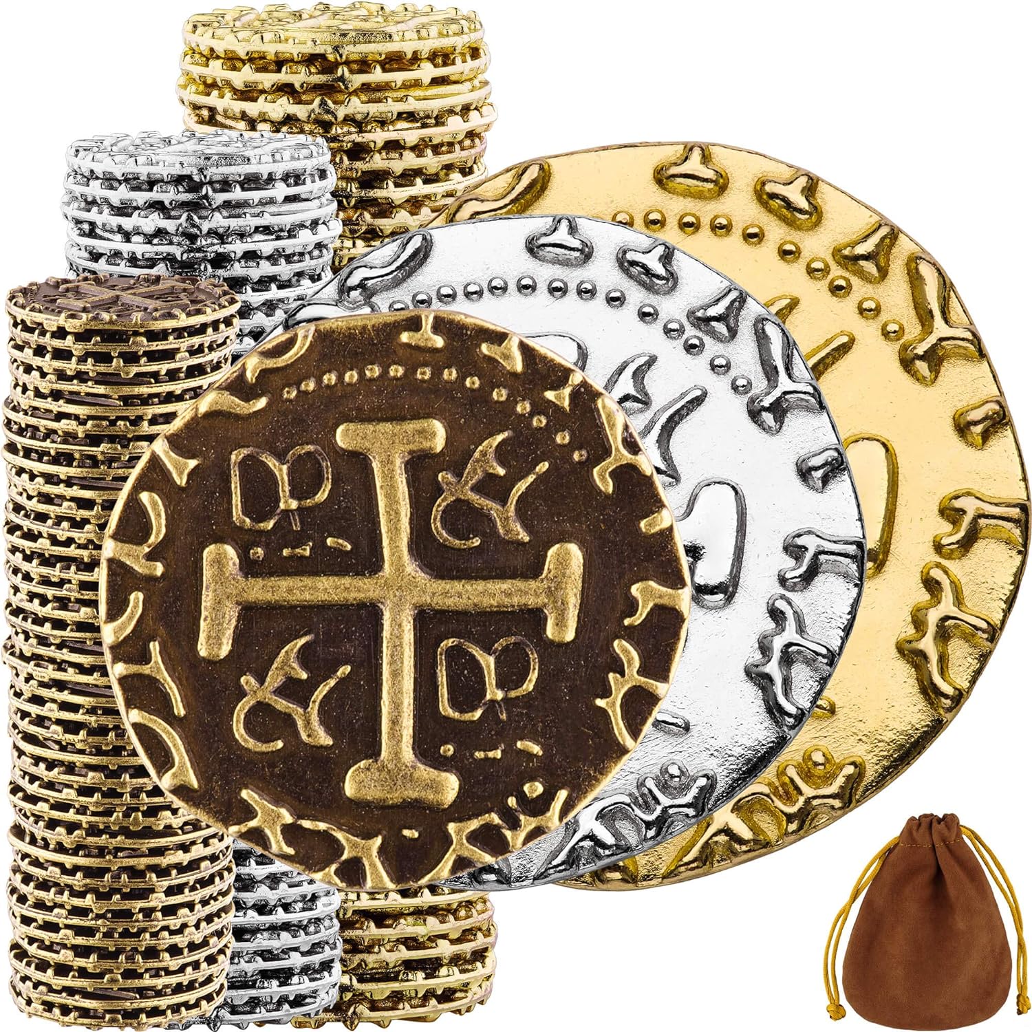 Large Pirate Coins Set for Treasure Hunts and Party Decor