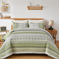 Boho Quilt Queen Size Sage Green Quilt Set - Lightweight All-Season