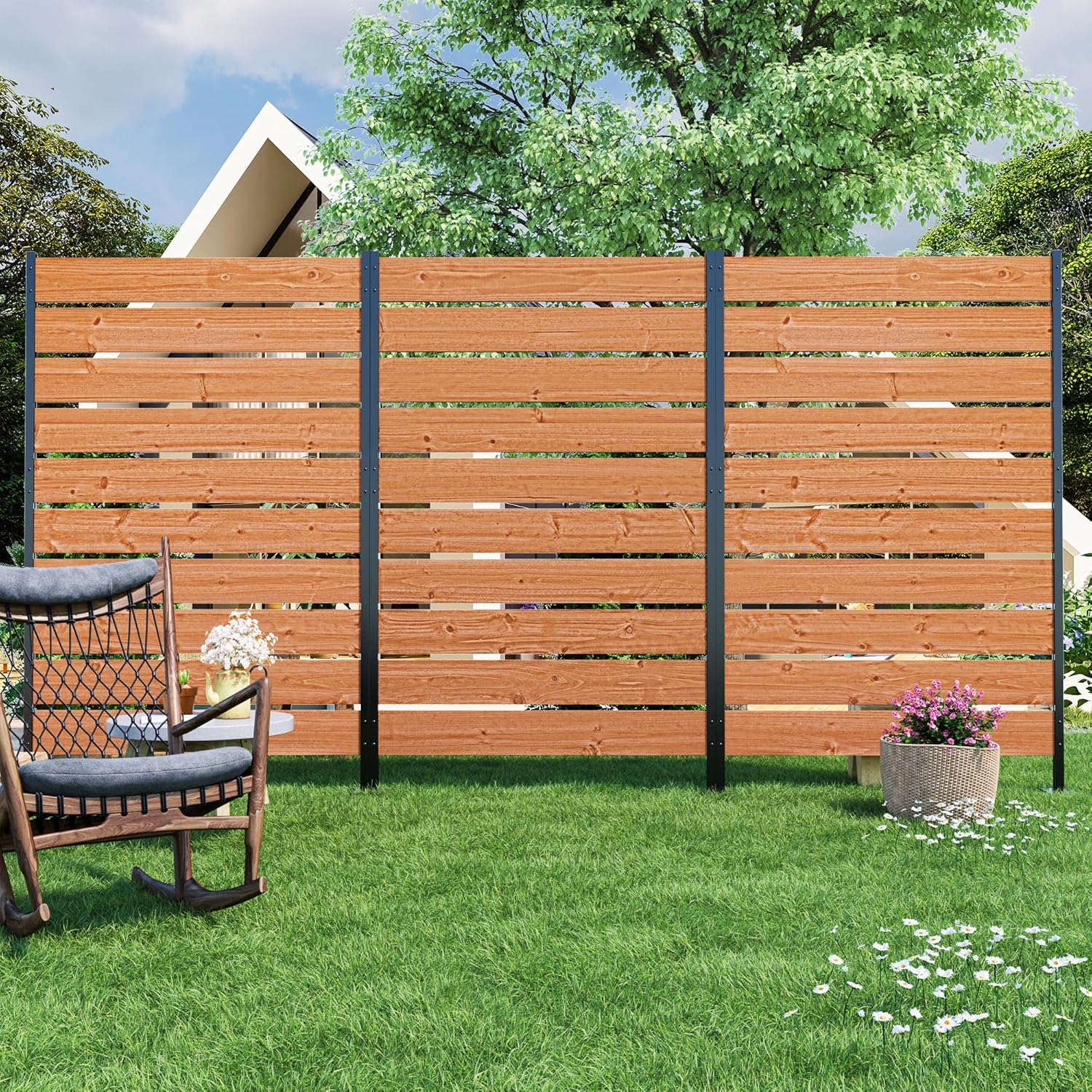 Modern Shade 5ft x 3ft Wood Privacy Fence Screen for Outdoor Use