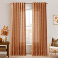 Burnt Orange Sheer Curtains 96 in 2 Panel Set - Farmhouse Fall Window