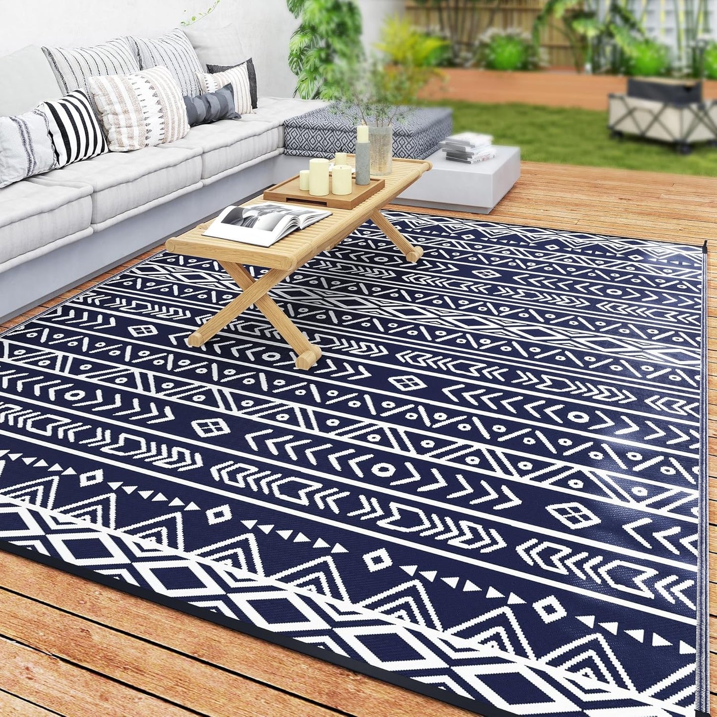 Outsunny Outdoor Rug for Patio, 8ft x 10ft Waterproof Mat