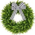 Vlorart 24in Faux Round Boxwood Wreath for All Seasons Decor