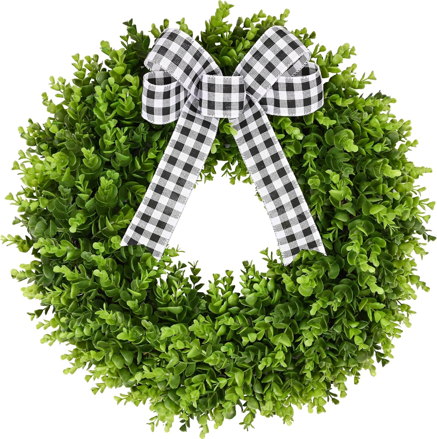 Vlorart 24in Faux Round Boxwood Wreath for All Seasons Decor