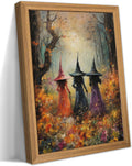 Framed Vintage Halloween Witch Wall Art 16x24in - Textured Forest