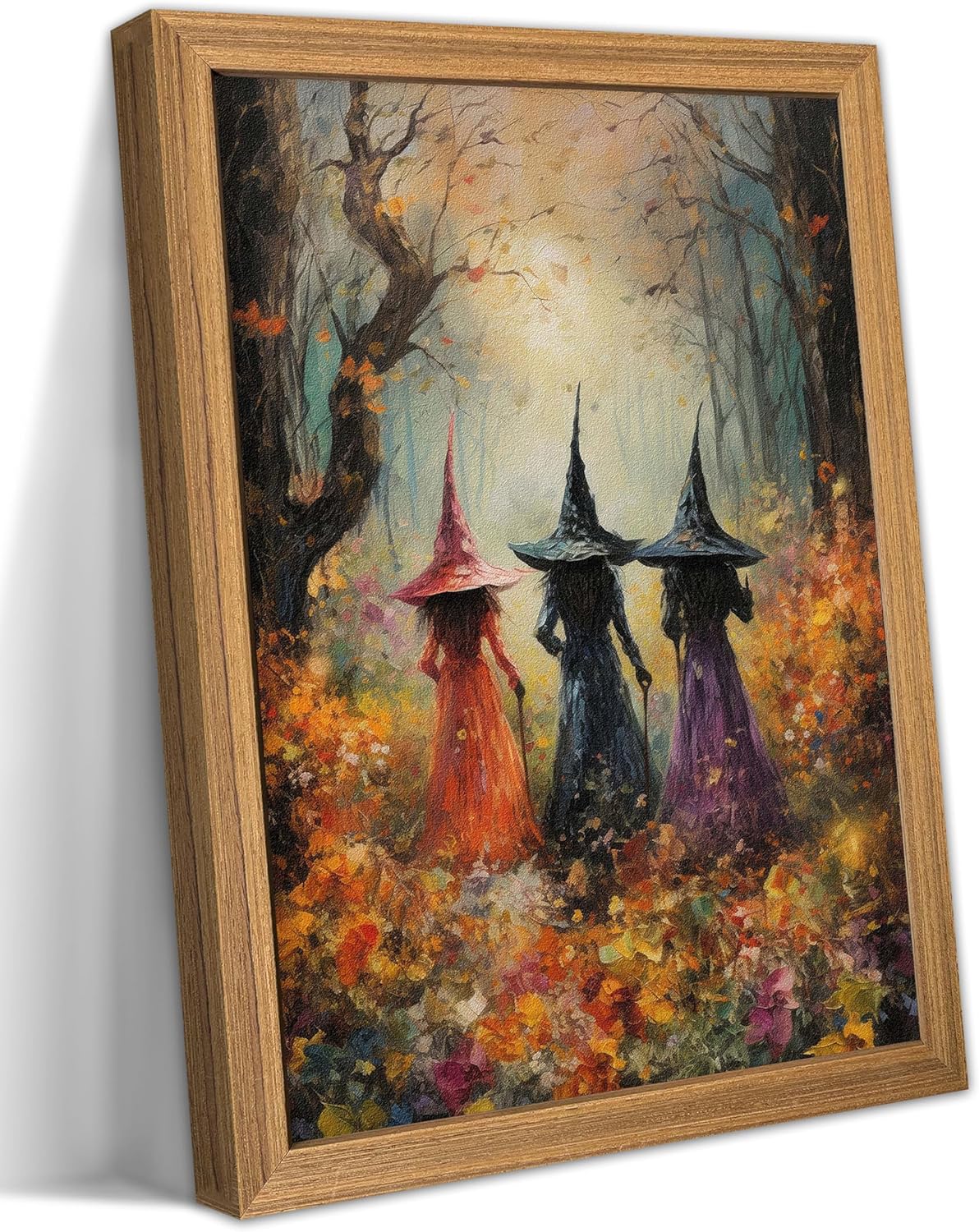 Framed Vintage Halloween Witch Wall Art for Spooky Decor