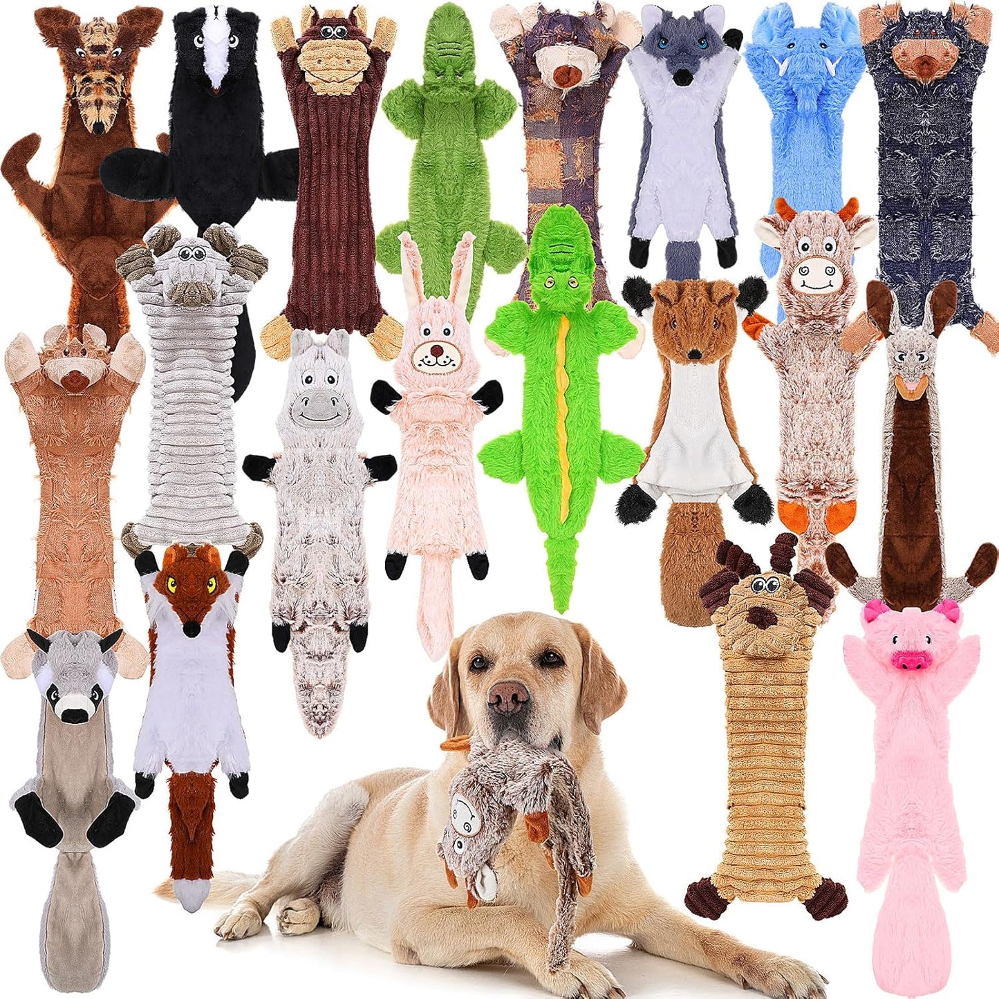 20 Pcs No Stuffing Dog Squeaky Toys for Aggressive Chewers