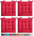 SQUARE MOON 4 Pack Chair Cushions 16 in - Soft, Tie-On Seat Pads