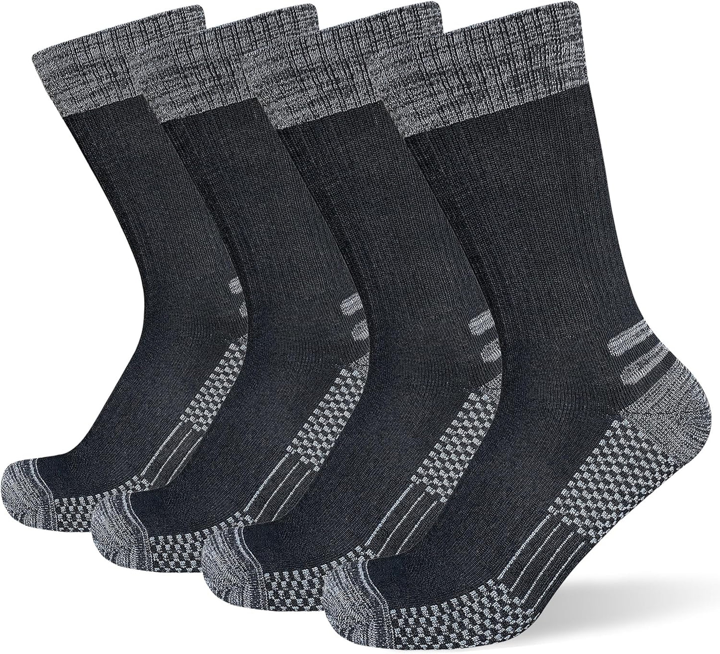 Thick Cushioned Moisture-Wicking Crew Socks 4-Pack