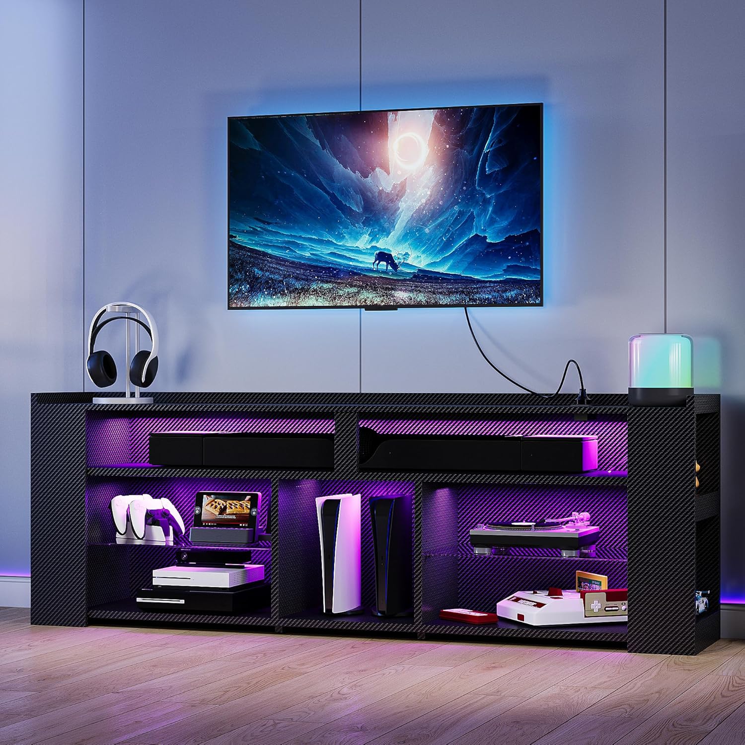 70.9 Tall Gaming TV Stand with Power Outlet