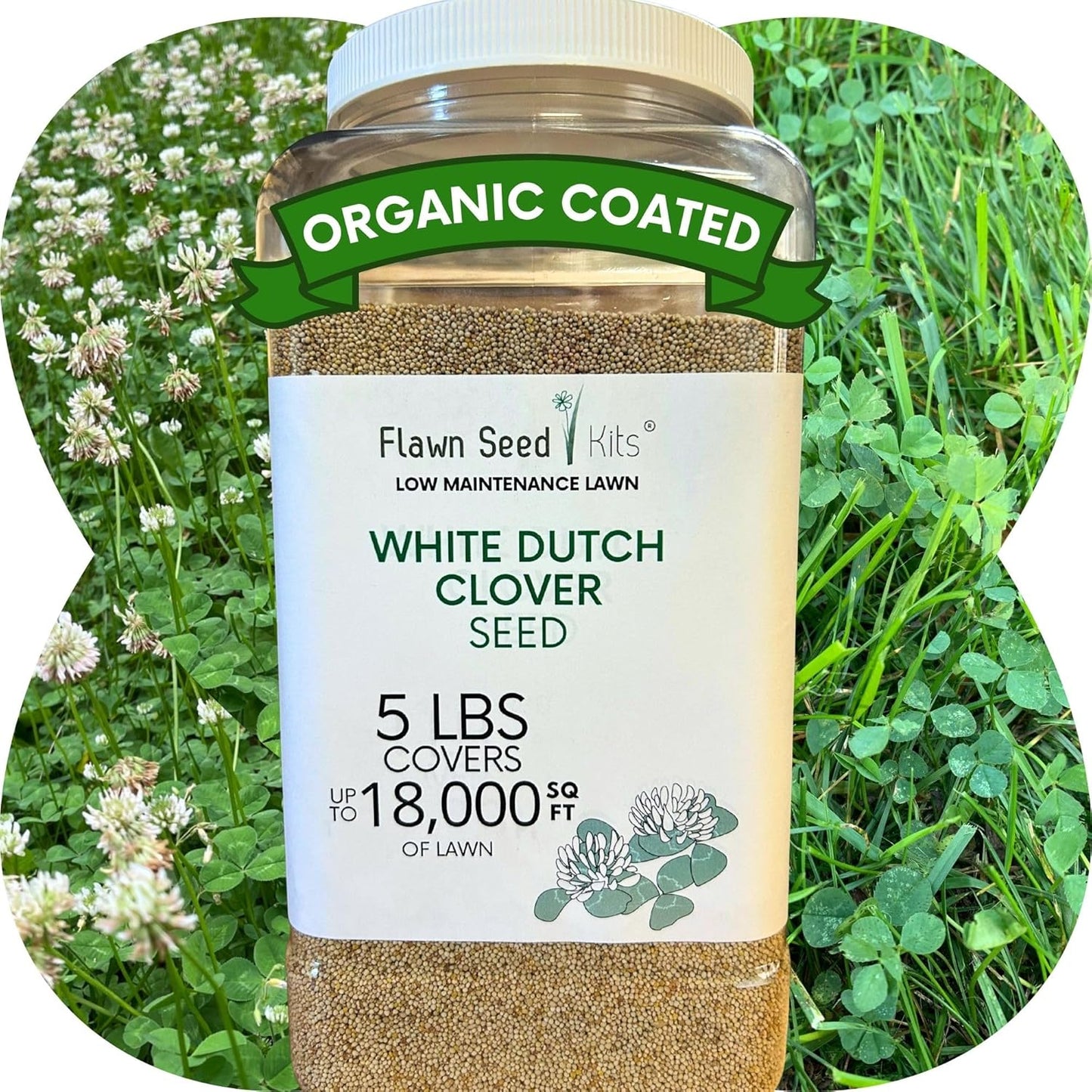 Flawn Seed Dutch White Clover Seed for Organic Lawns & Ground Cover
