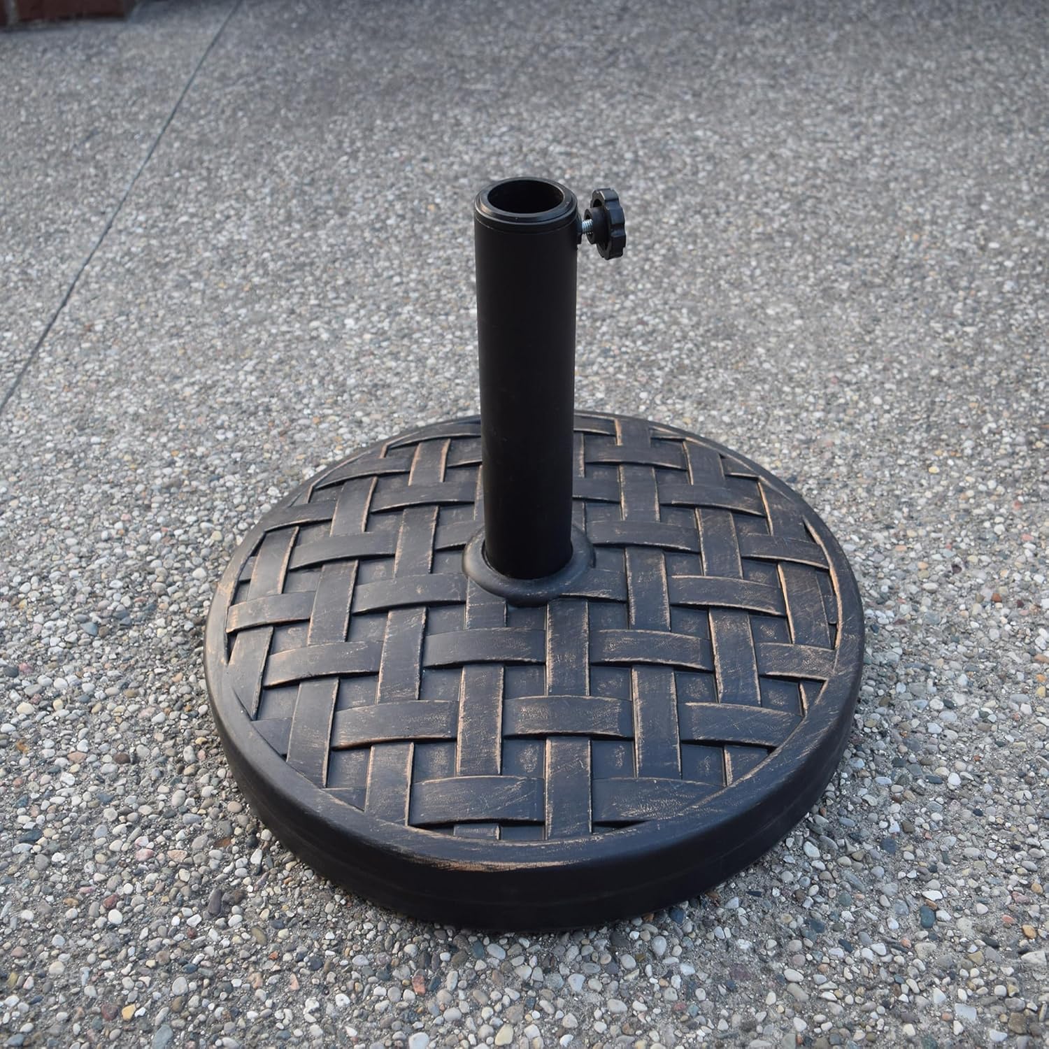 Antique Bronze 40 lb Round Patio Umbrella Stand Base for Outdoors