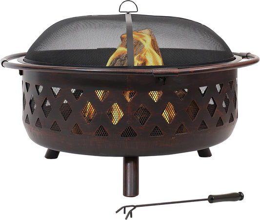 Sunnydaze Crossweave Outdoor Fire Pit for Cozy Gatherings