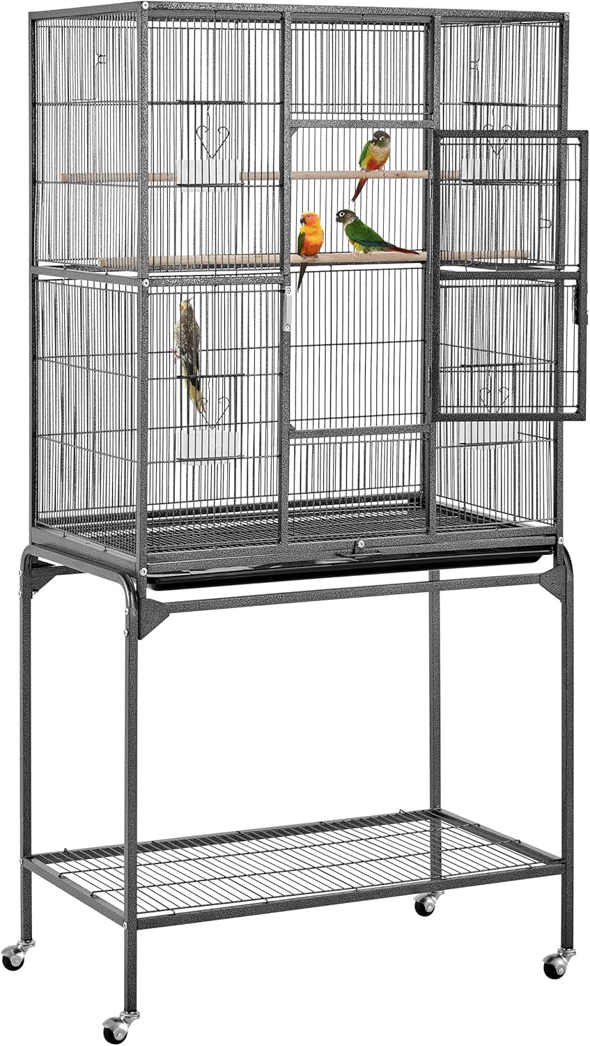 Yaheetech 63-Inch Wrought Iron Rolling Bird Cage for Parrots