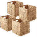 Stylish 12in x 12in Water Hyacinth Storage Baskets - Set of 4