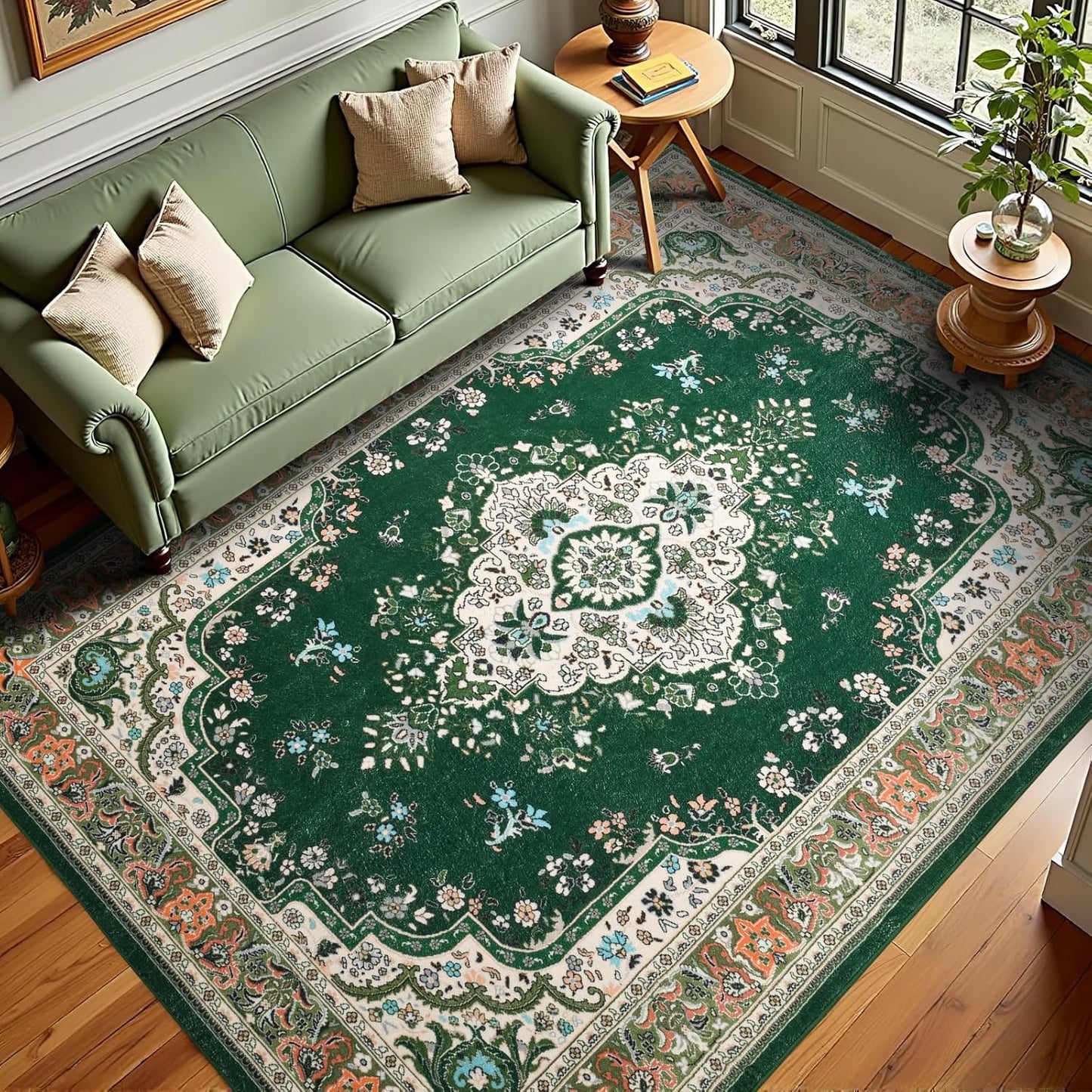HOMORE 4x6 Washable Rug - Soft Faux Wool Vintage Area Rug