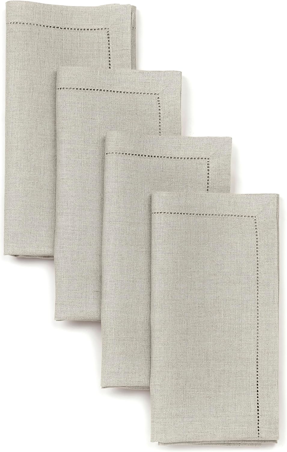 Natural Linen Dinner Napkins Set of 4 - Classic Hemstitch