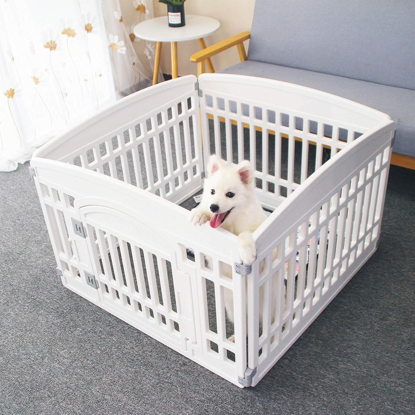 Pet Playpen Gate for Dogs - Heavy Plastic Puppy Exercise Pen