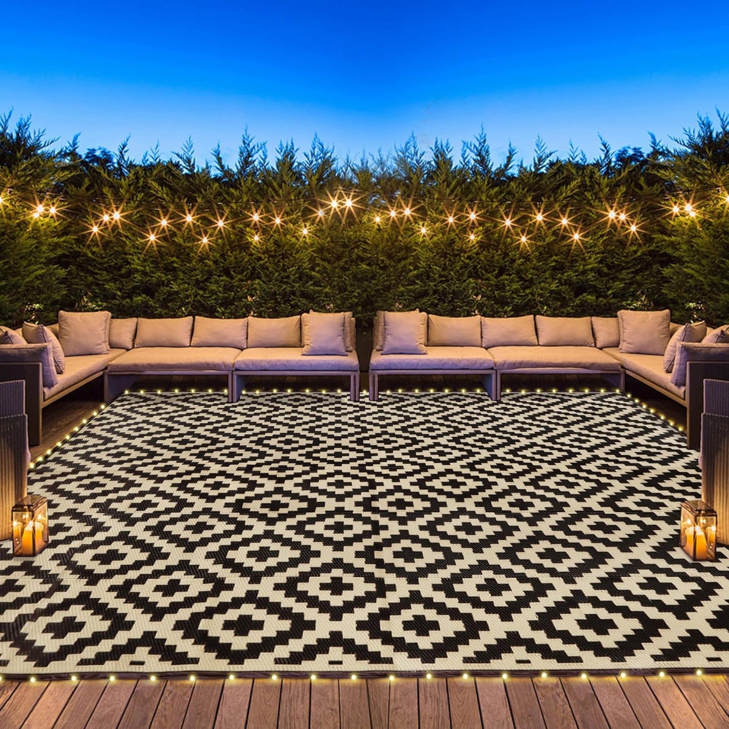 SAND MINE Reversible Mats with LED Strip Lights for Outdoors