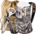 Viking Culture Ox Horn Mug Set for Authentic Ale and Mead