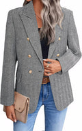 Women's Tweed Plaid Blazer Jacket - Timeless Herringbone Work Coat