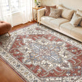 WITSHOCK 8x10 Washable Area Rug - Low Pile Boho Medallion Rug