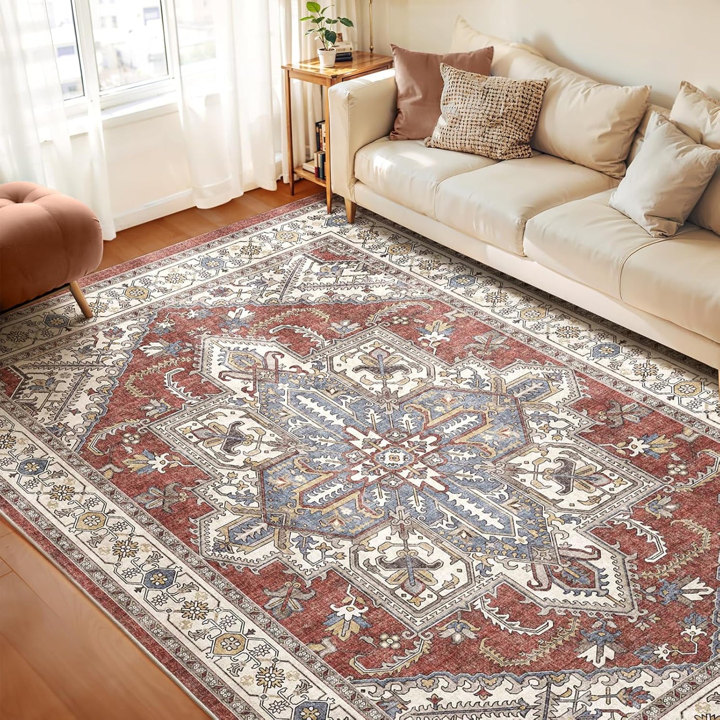WITSHOCK 8x10 Living Room Area Rug: Soft Non-Slip Boho Design