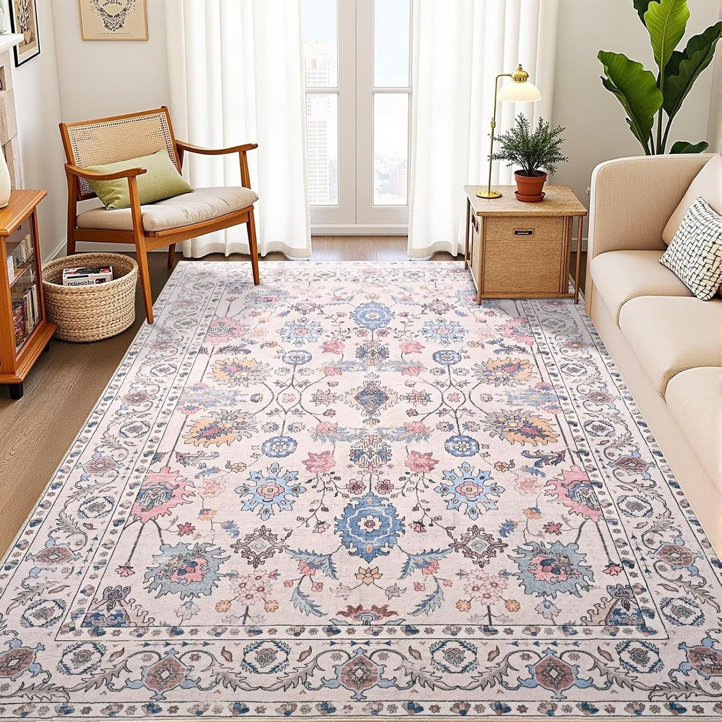 Vasofe 5x7 Vintage Floral Rug for Bedroom and Living Room