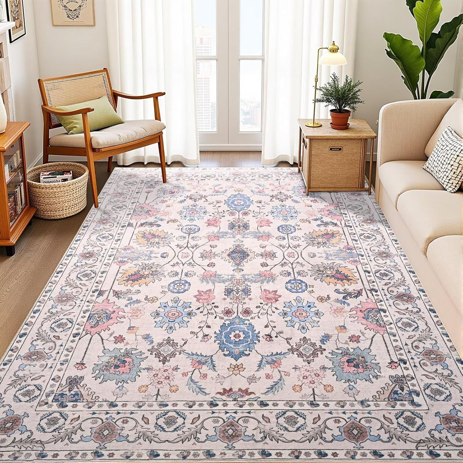 Vasofe 5x7 Vintage Floral Rug for Bedroom and Living Room