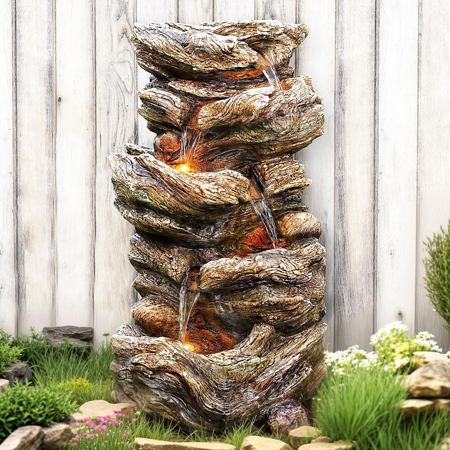 32 High Outdoor Water Fountain with Cascading 5-Tier Design