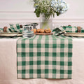 Solino Home Linen Table Runner 72 in - Green Natural Check