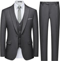 WULFUL Men's Slim Fit 3 Piece Suit - Classic One Button Dress Set