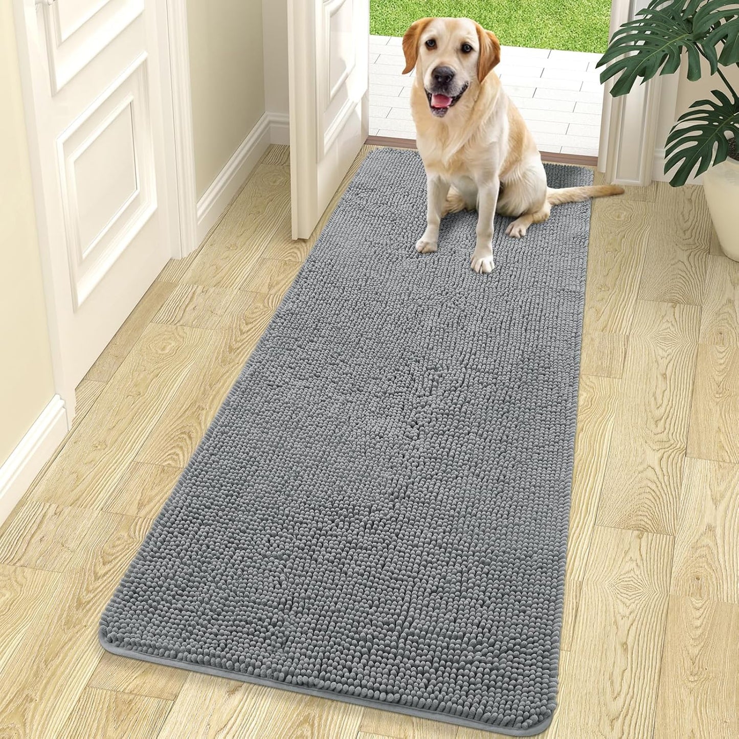 OLANLY Dog Door Mat for Muddy Paws - Absorbent Non-Slip Mat
