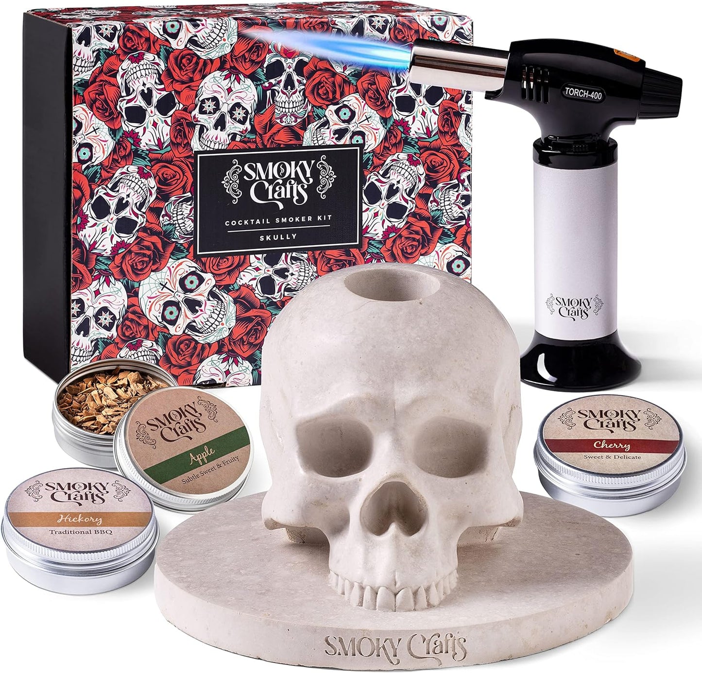 Whiskey Smoker Kit with Torch - Unique Skull-Shaped Infuser
