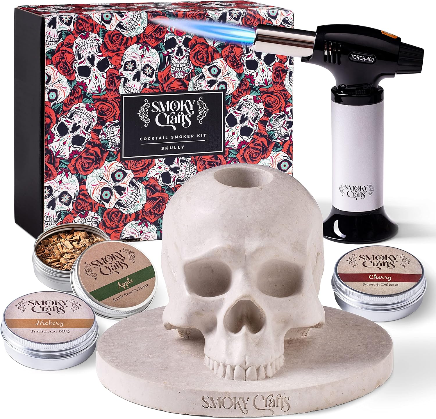 Whiskey Smoker Kit with Torch - Unique Skull-Shaped Infuser