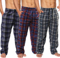 Active Club 3 Pack Mens Fleece Pajama Pants - Cozy Plaid Sleep Bottoms