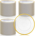Clear Charger Plates 13 in 100 Pack - Beaded Gold Acrylic Chargers