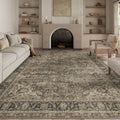 8x10 Washable Brown Vintage Area Rug for Living Room - Soft Low Pile