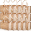Jute Tote Gift Bags 16 Pack - Durable Natural Burlap Shopping Totes