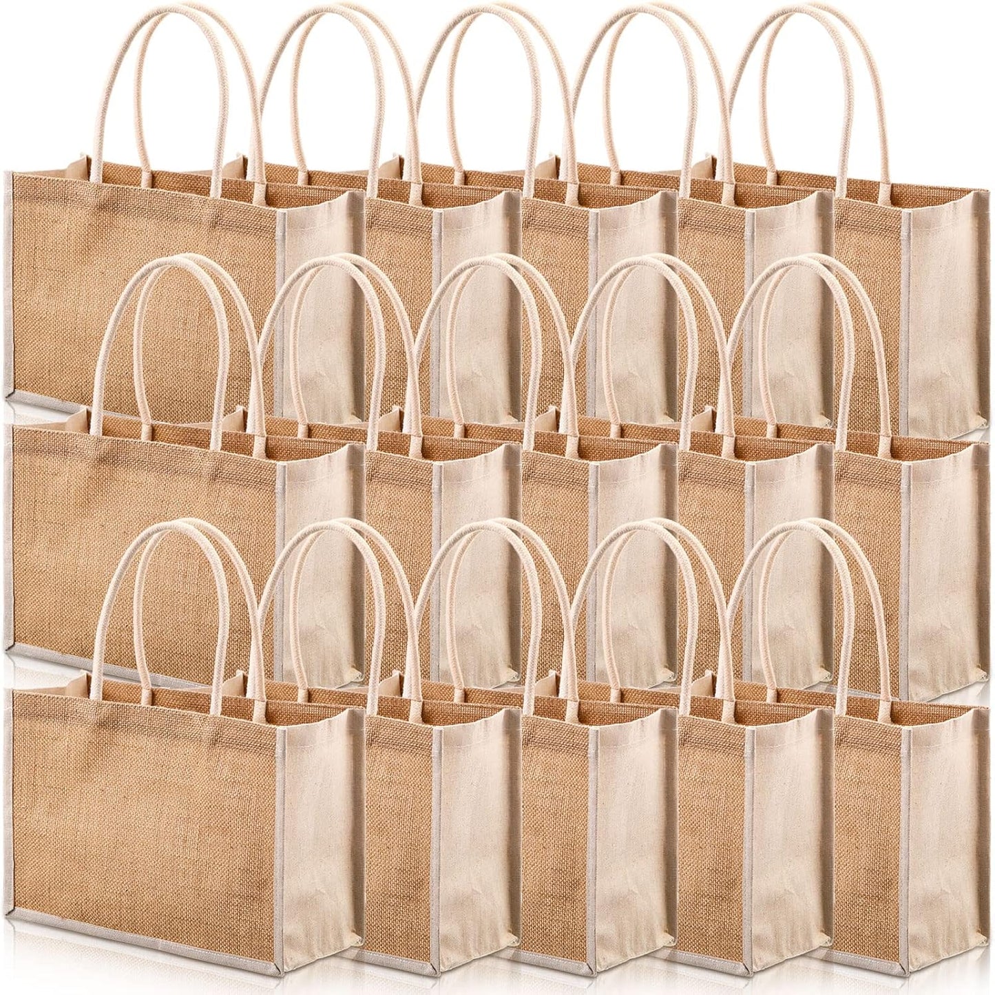 Reginary Jute Tote Gift Bags - 16 Pcs Natural Burlap Bags