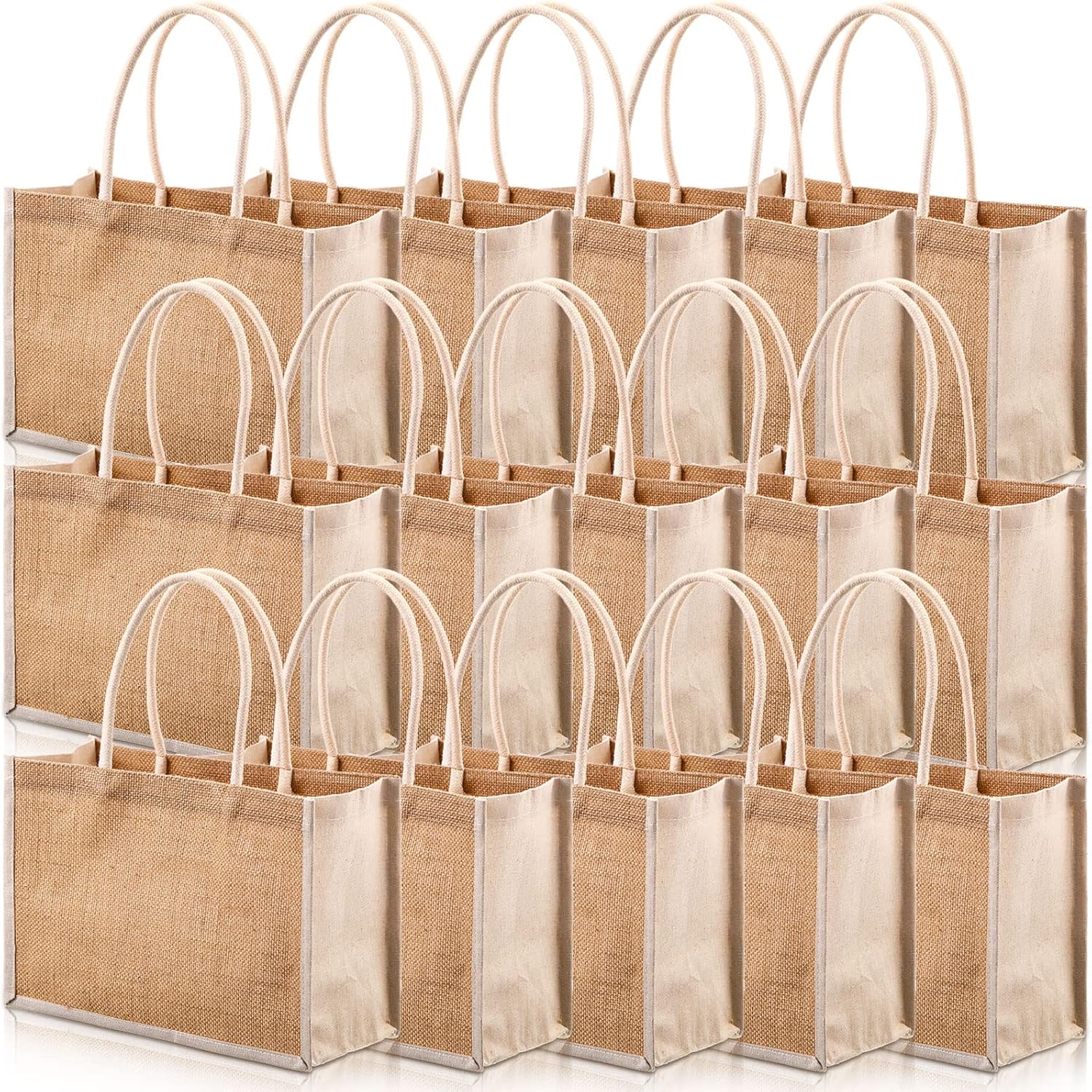Reginary Jute Tote Gift Bags - 16 Pcs Natural Burlap Bags