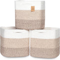Fabric 13 in Cube Storage Bins 3-Pack - Sturdy Cotton Rope Organizers