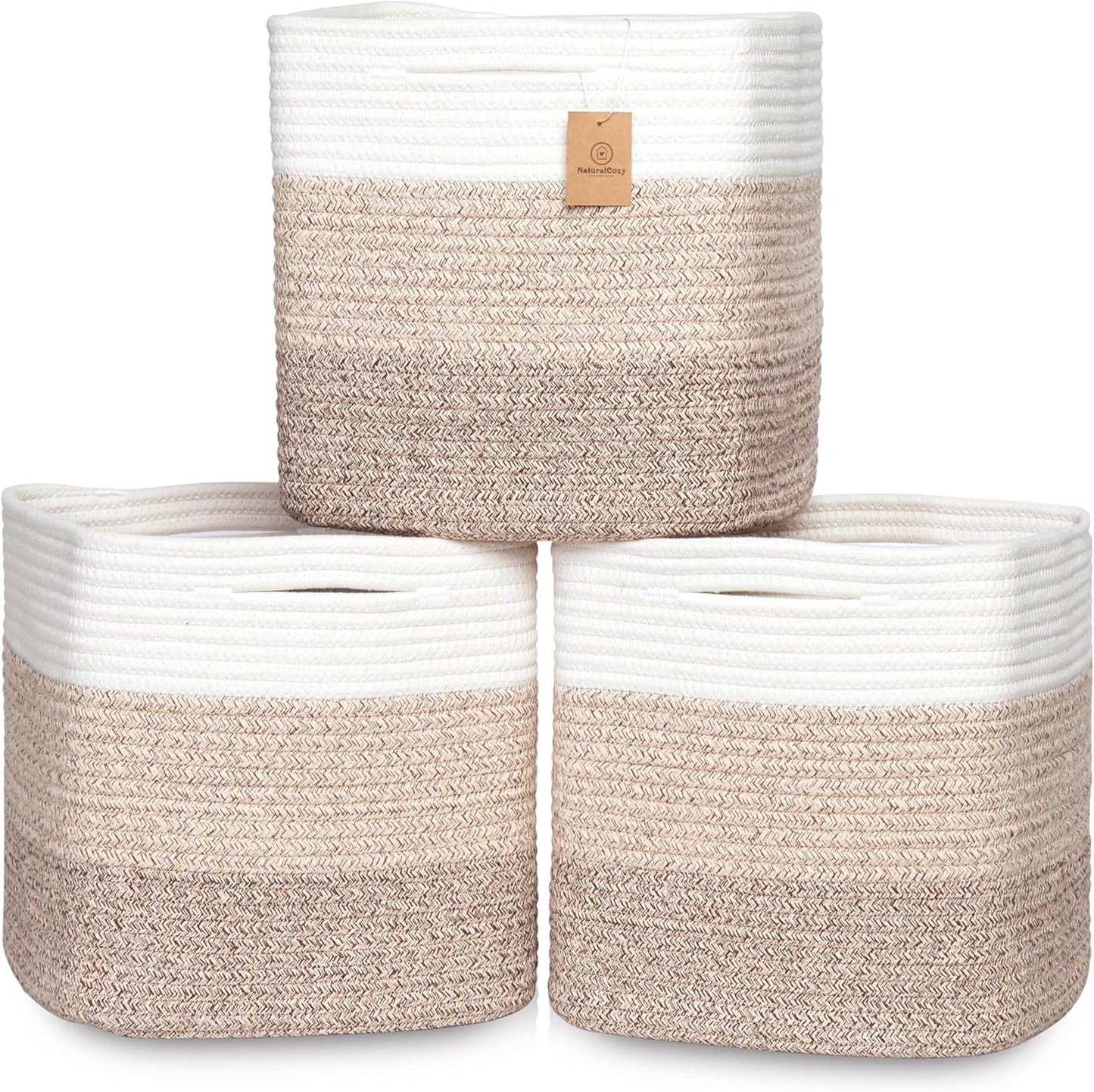 NaturalCozy 13 Inch Cube Storage Bins for Organizing Toys