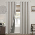 Mrs.Naturall Taupe Grommet Linen Blackout Curtains 52x90 in - Full