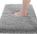 Fluffy Plush Bath Rug 44x24 in Pure Gray - Super Soft, Quick Dry