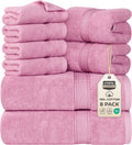 8 Piece Pink Towel Set 600 GSM - Utopia Towels Premium