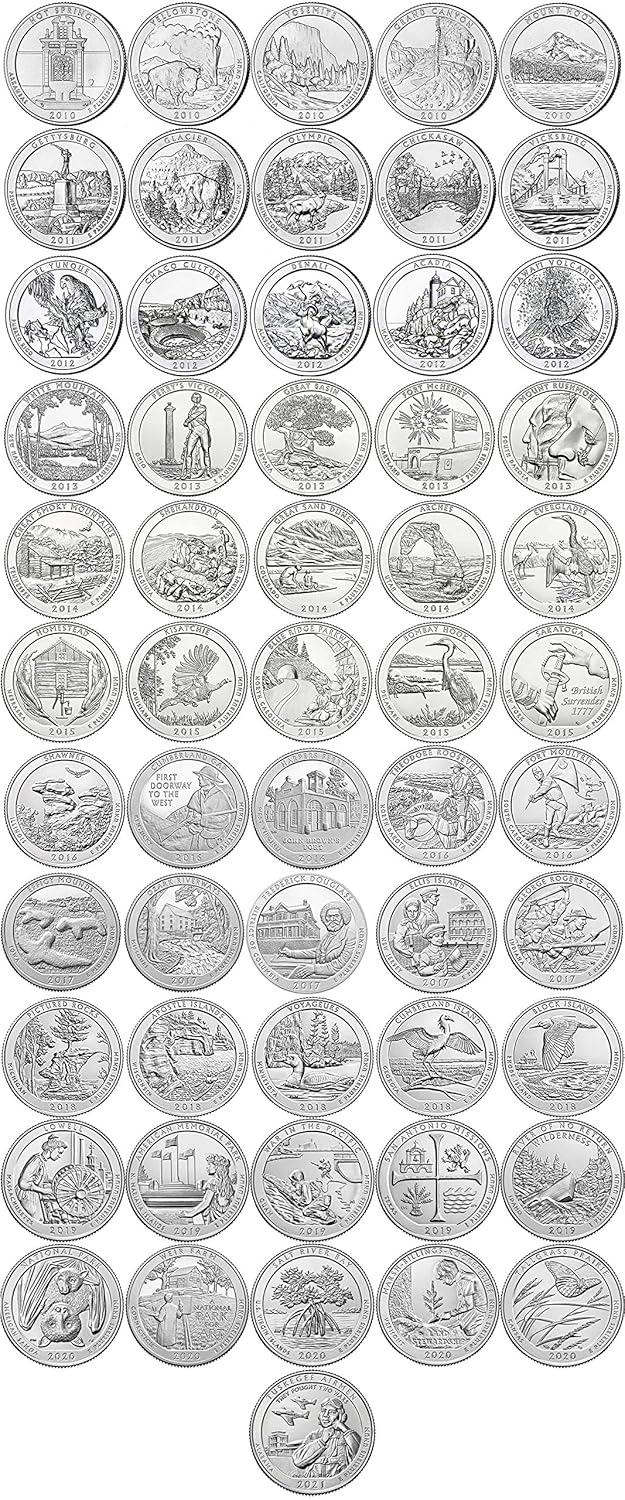 Complete 56 Coin National Parks Quarters Set Uncirculated 2010-2021