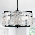 IKK Modern Black Crystal Chandelier D20 - Water Ripple Glass