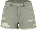 Women Mid Rise Ripped Stretchy Denim Shorts - 3ft Inseam Casual
